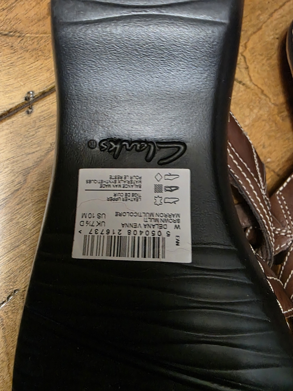 Clarks Brown Leather Floral Cutout Slide Mules - Picture 5 of 8